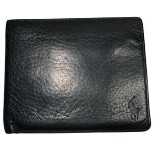 Polo Ralph Lauren Men's Black Genuine Leather Bifold Wallet PREOWNED